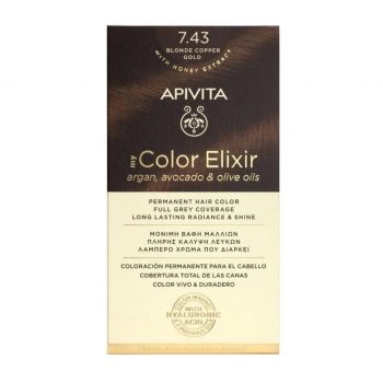 La vita pharmacy georgia constantinou limassol Cyprus product Apivita My Color Elixir 7.43 Blonde Copper Gold Permanent Hair Color 50ml