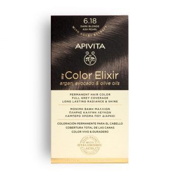 La vita pharmacy georgia constantinou limassol Cyprus product Apivita My Color Elixir 6.18 Dark Blonde Ash Pearl Permanent Hair Color 50ml